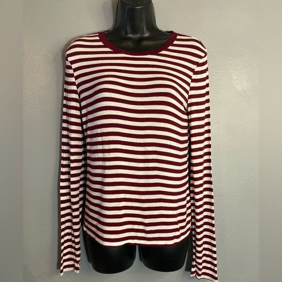 Forever 21 red and white striped long sleeve top - Picture 1 of 5